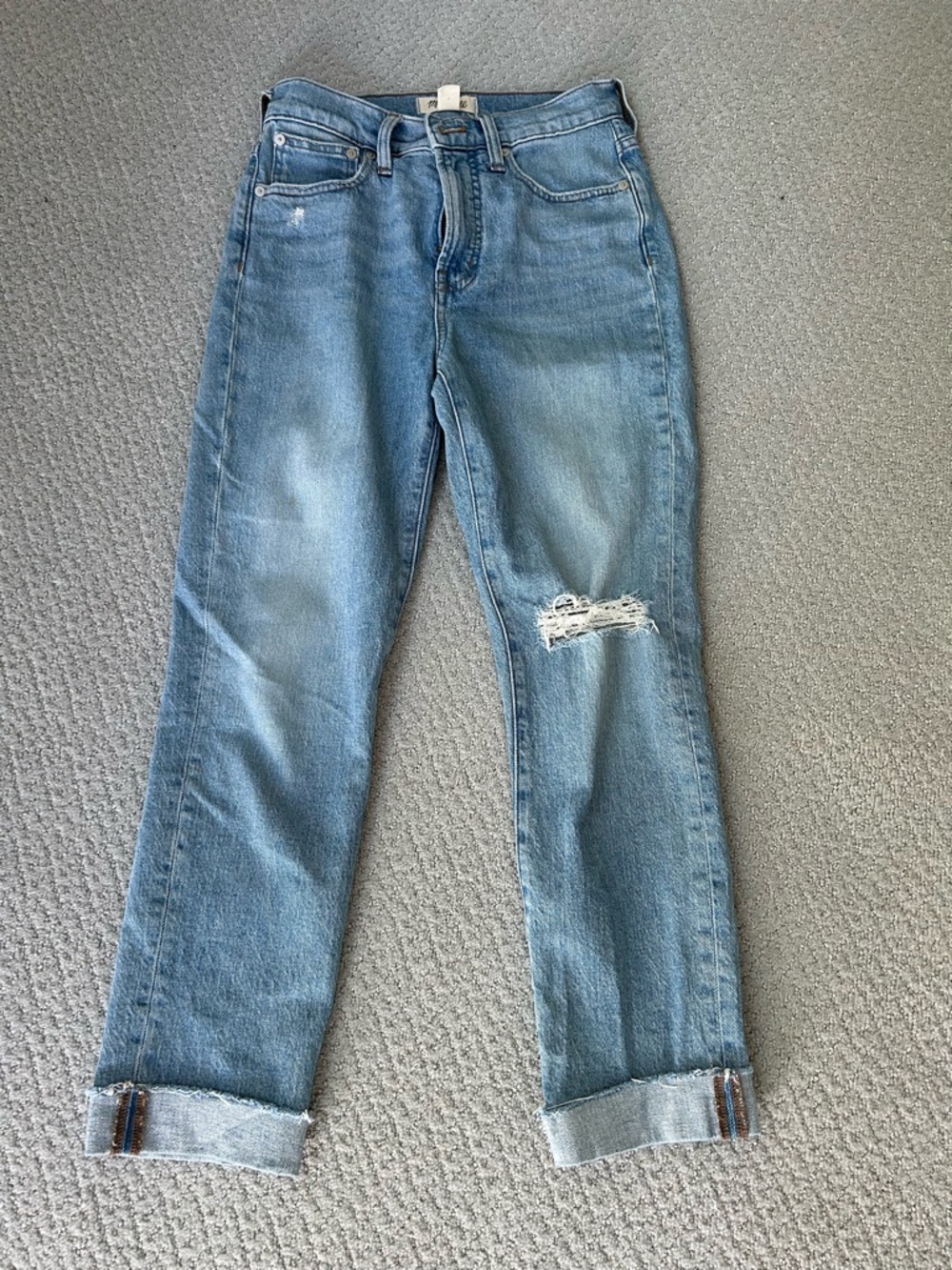 Madewell Classic Light Blue Distressed Straight-Leg Jeans
